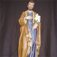 St. Joseph with lily, carved in pine wood, painted and decorated with pure gold - Sculptor Helmut Perahtoner
